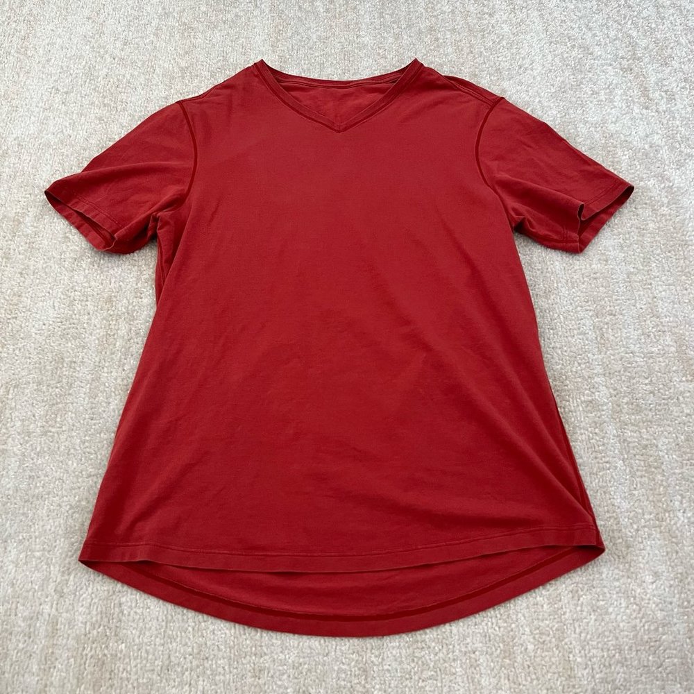 Lululemon Short Sleeve V Neck Tee Shirt Red